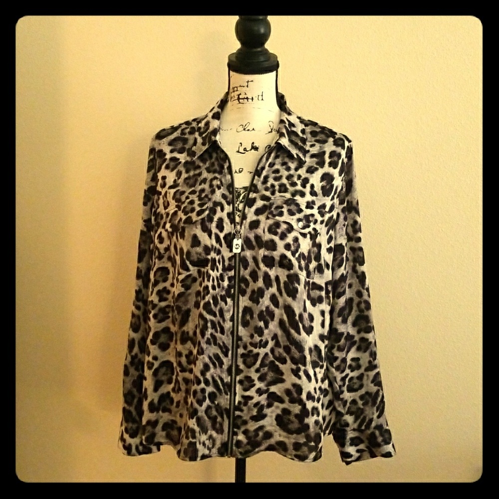 Michael Kors Zip Front Camp Shirt